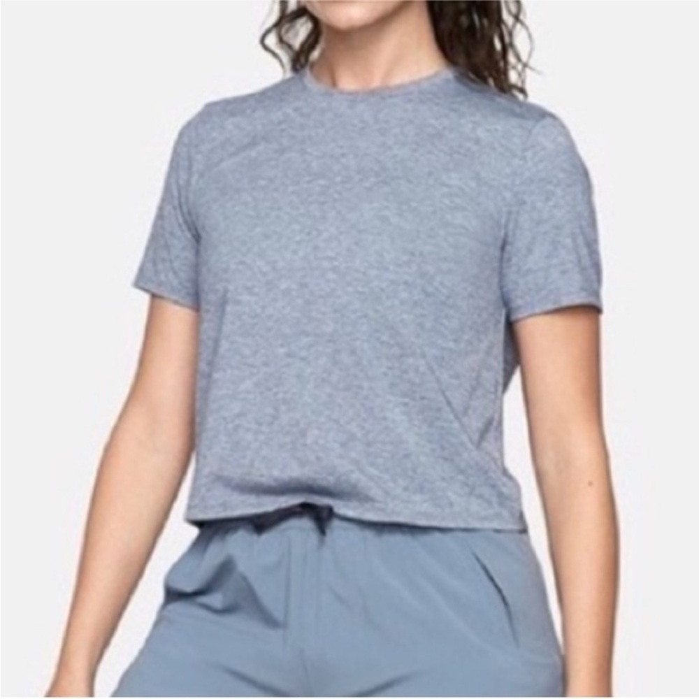 Outdoor Voices Boxy Cropped Tee T-Shirt Workout Top Heather Gray Size Medium